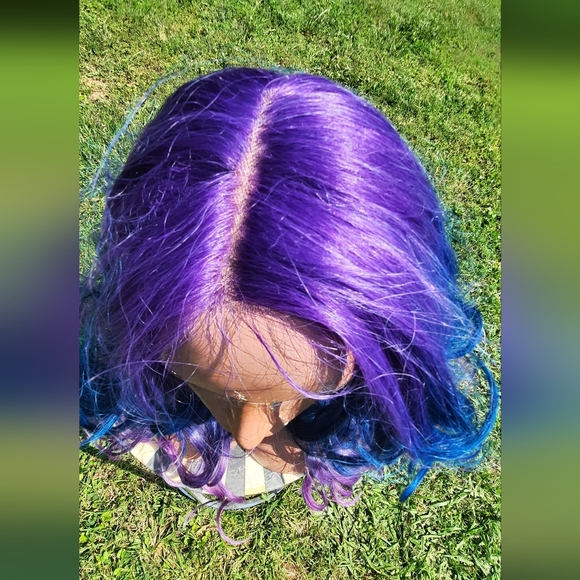 Purple blue ombre Synthetic lace Wig - Picture 3 of 7
